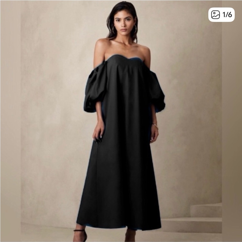 Puff-Sleeve Maxi Dress Banana Republic size 6